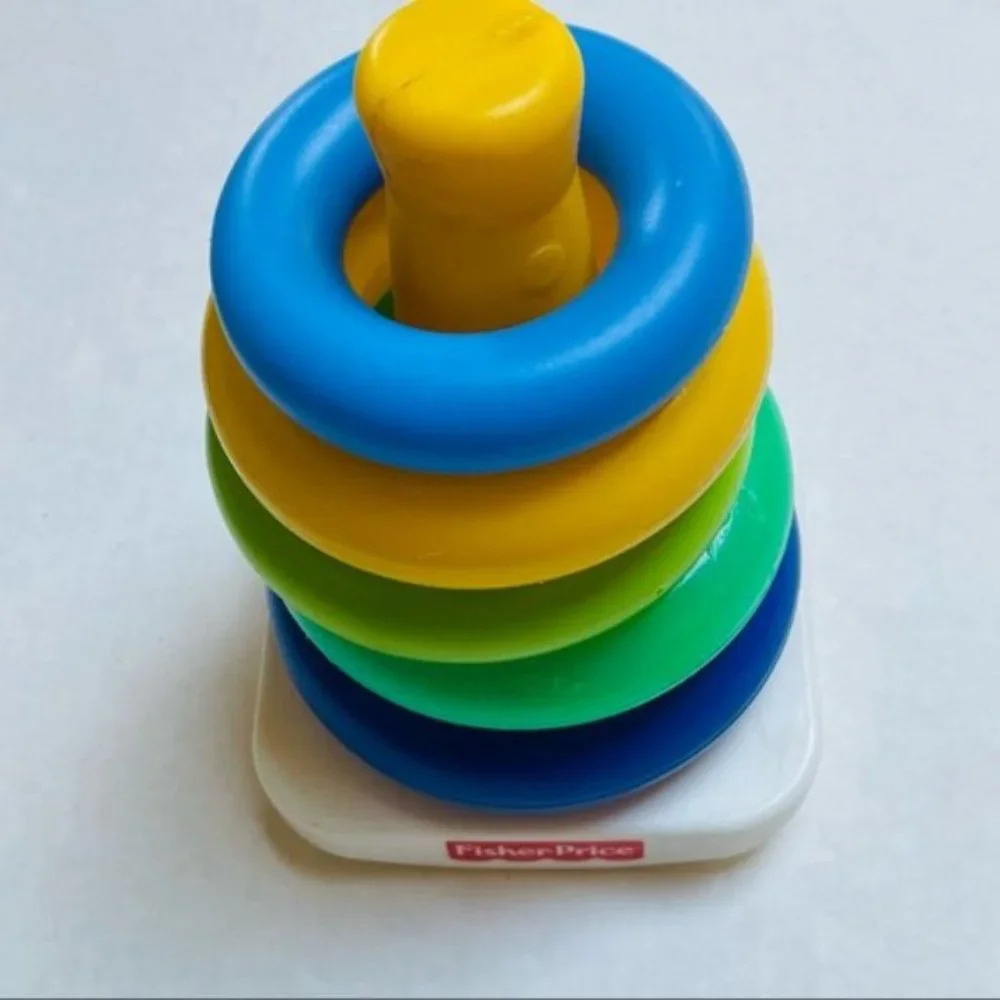 Fisher Price Ring Stacker Kids Toy Rack A Stack Multicolor Rings Learning Yellow - Picture 6 of 8